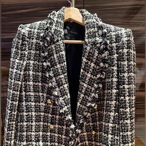 Zara Monochrome Tweed Jacket
